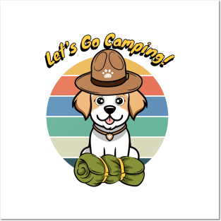 Funny Happy Dog Wants to go Camping Posters and Art